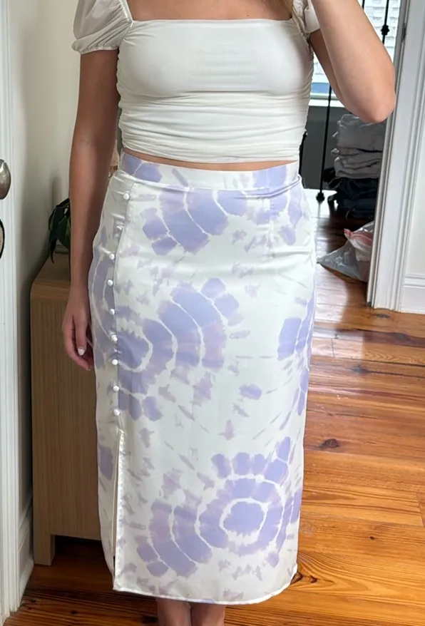 Gianni Bini Purple and White Midi Skirt - Image 2