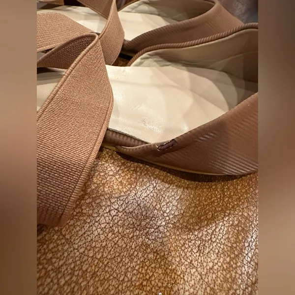 NWO BOX Sophisticated Brown flat pointy Pumps with crisscross elastic straps - Image 6
