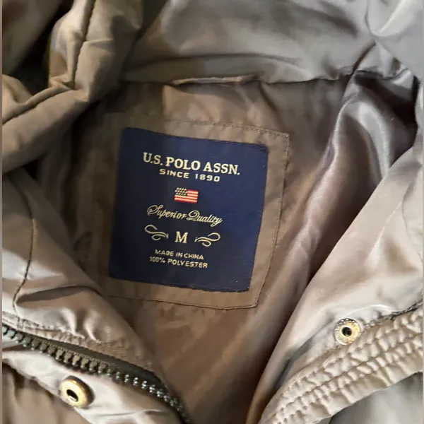 U.S. Polo & ASSN. Gray Hooded Puffer Sz M - Image 6
