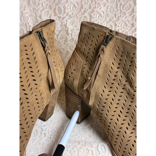 TOMS Majorca Peep Toe Perforated Suede Booties size 9.5 - Image 5