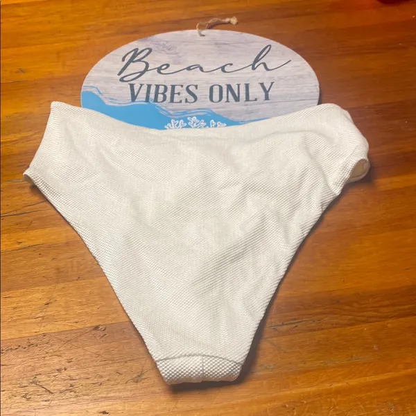 Aerie White High Cut Cheeky Twist Front Lined White Bikini Bottom - Image 2