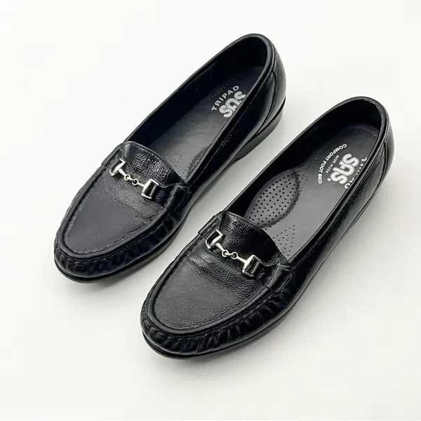 SAS Metro Tripad Black Leather Horsebit Slip On Comfort Footbed Shoes 7 Casual - Image 9