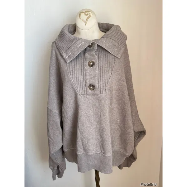 Aerie Best Button Pullover XXL Taupe Cozy Lounge - Image 2