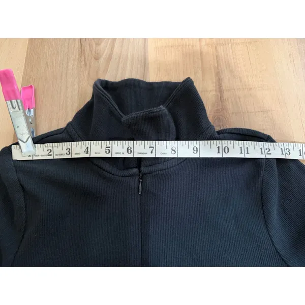 Abercrombie & Fitch Soft A&F Rib Full Zip Long Sleeve Top Black Medium - Image 9