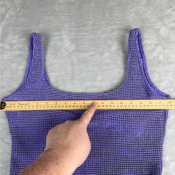 Aerie Lurex Crinkle Babewatch One Piece Swimsuit Purple Size XL - Image 8