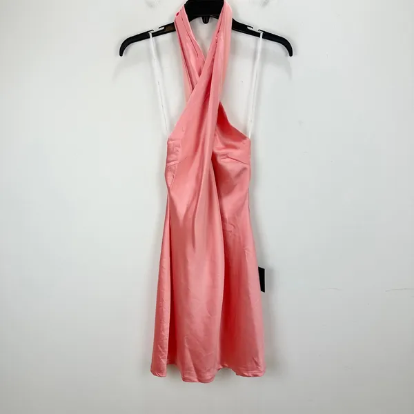 Lulus Satin Mini Halter Dress Pink Sleeveless Party Glam Backless Small NWT - Image 2