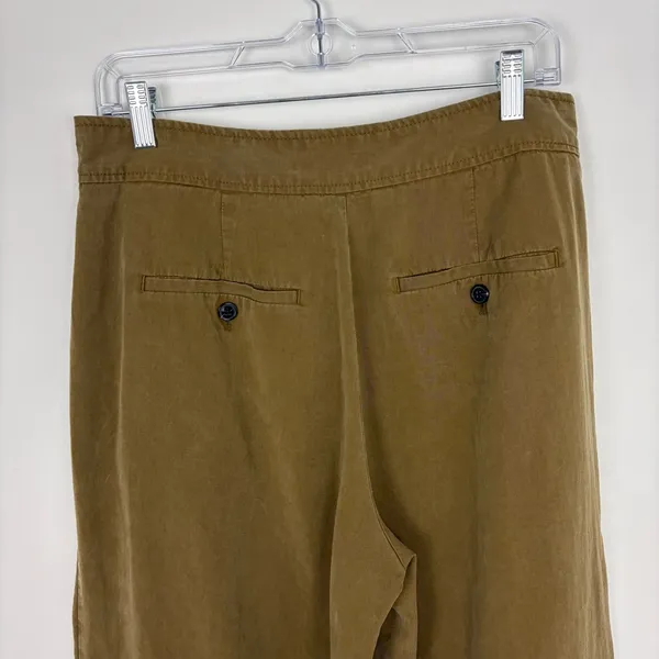 Banana Republic High-Rise Wide-Leg Pleated Ankle Pant Lyocell Olive Brown 12 - Image 6