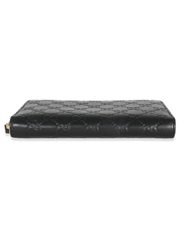 Gucci Black Embossed GG Zip Wallet with Gold Hardware - Image 4