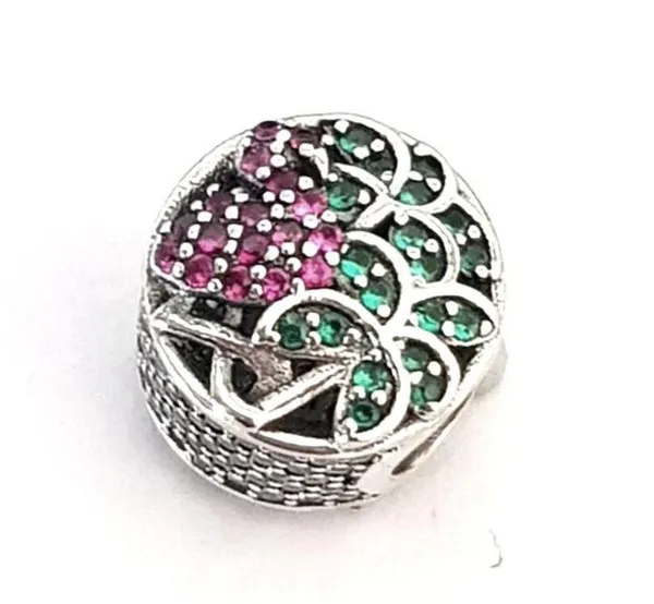 PANDORA Tropical Flamingo Charm w/ Light Green Crystal & Pink Zirconia-792117CZS - Image 2