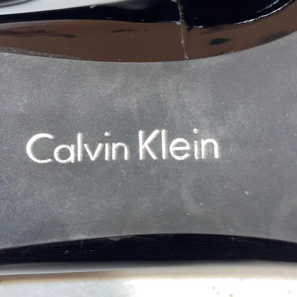 Calvin Klein Womens Black Patent Leather Round Toe Block Heel Pumps Size 7.5 - Image 7