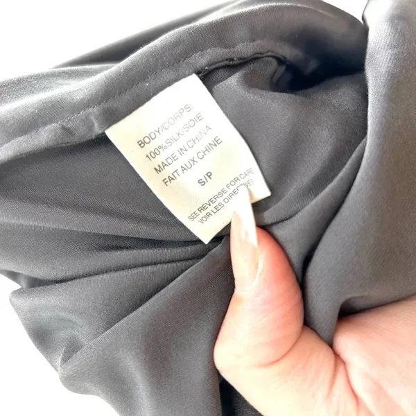 Cami NYC Samantha Cold Shoulder‎ Silk Top In Slate Gray Silk Size Small - Image 9
