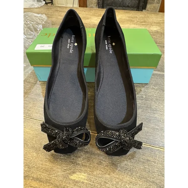 Kate Spade New York Women's Freya Ballet Flat Black Suede Women's‎ Size 7! - Image 2