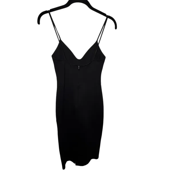 Lulus Dress Womens XS Black Bodycon Midi Deep V-Neck Spaghetti Strap Zip - Image 7