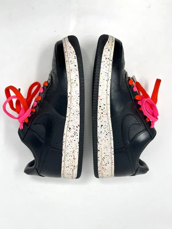 Nike Air Force 1 Supreme Low Black Laser Pink Speckled Sole Double Laced Size 9 - Image 4
