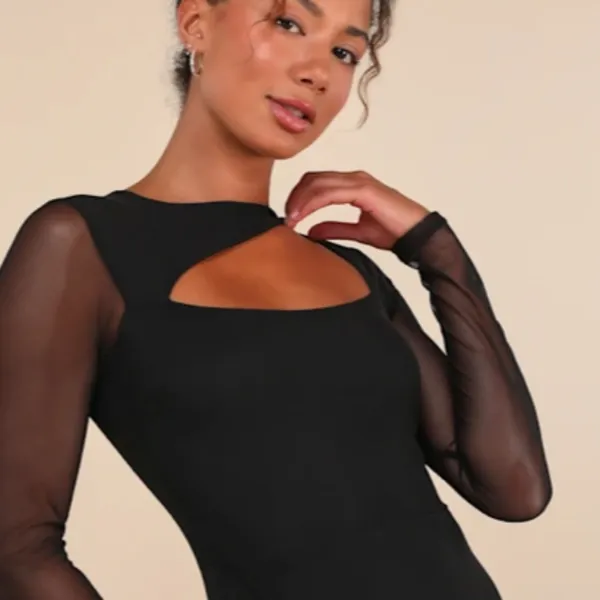 LULU's Sexy Chic Prom Wedding Cocktail Formal Event Long Sleeve Bodycon Mini - Image 5