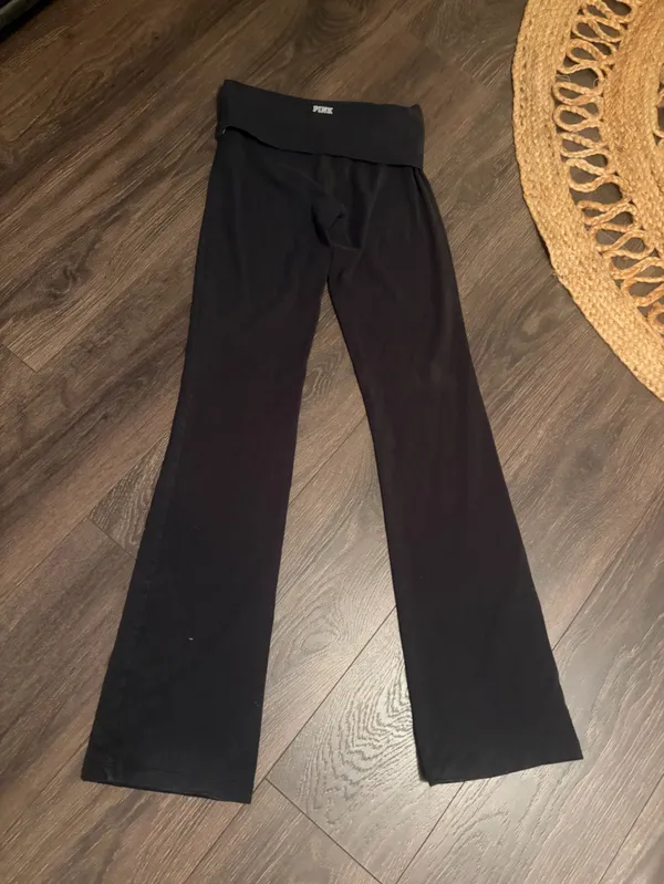 PINK Victoria's Secret Black Fold-Over Waist Flare PantsVintage XS - Image 2