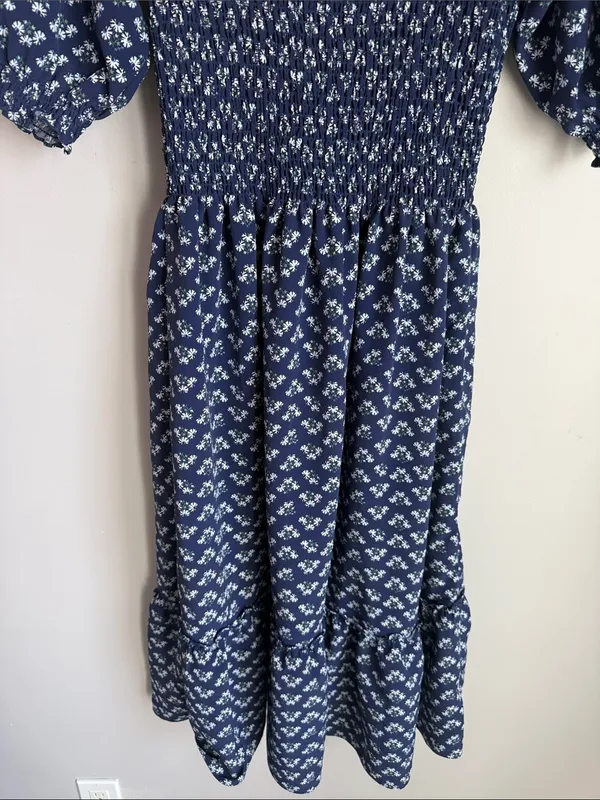 House Hill House Louisa Nap Dress in Posy Navy Crepe Small - Image 10