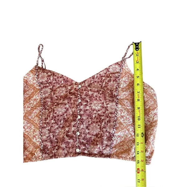 American Eagle Cotton Linen Crop Top Floral Boho Quilted Button Up Womens XL - Image 8