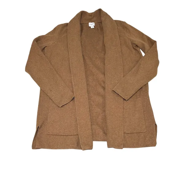 J.Crew Camel Open Front Cardigan Size‎ XS Longline Knit Coatigan Tan Brown - Image 4