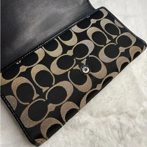 COACH Black Signature Canvas Wallet - Image 7