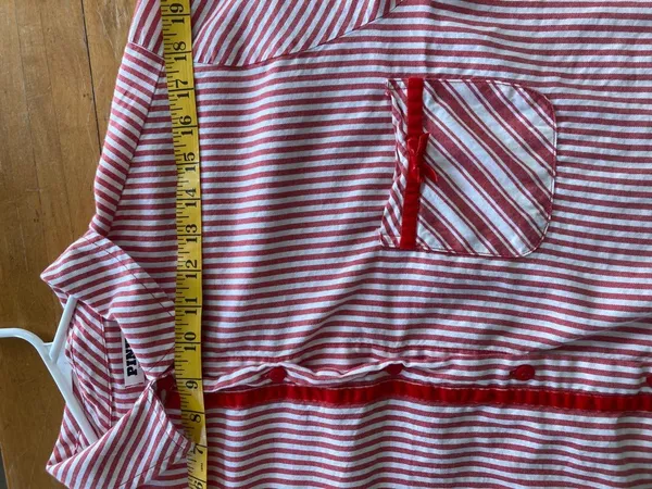 PINK Victoria's Secret Red & White Striped Button-Up Pajama Top - Image 6