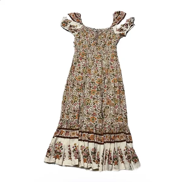NWOT M By The River Women’s Floral Orange Cream Boho Bohemian Summer Maxi Dress - Image 2
