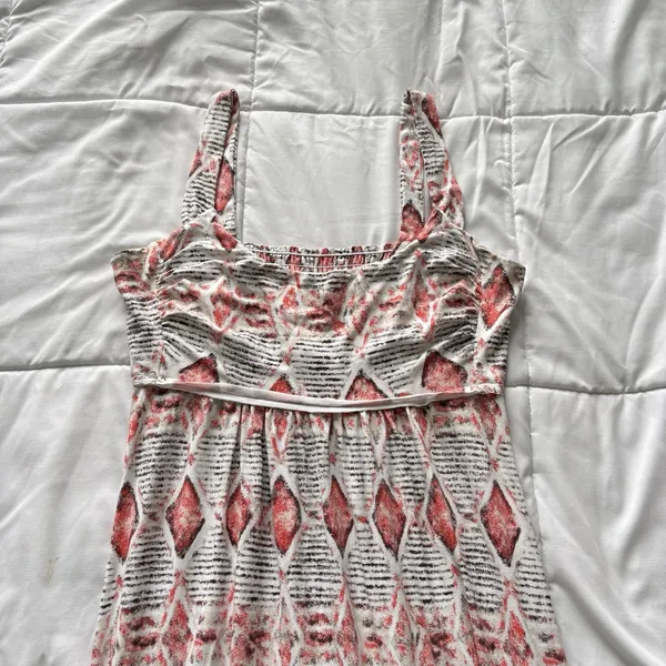 Fresh Produce Midi Dress Womens Large Geometric Pink Knit Stretch USA Y2K Whimsy - Image 3