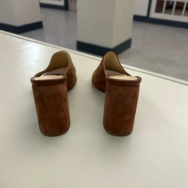 Caparros Heels Chestnut Suede Women's Mules-made in Italy 38 1/2Vero Cuoio 81/2 - Image 5