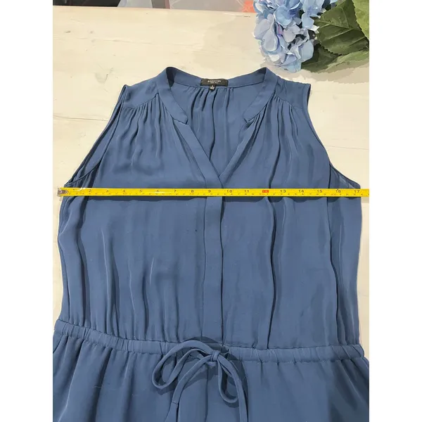 Babaton Silk Dress Sleeveless Drawstring Waist‎ Casual Blue Size S - Image 3