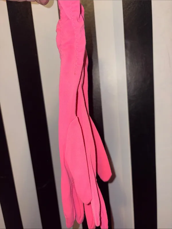 Vintage Pink Ruched Long Gloves Retro Formal Wear Fancy Dress - Image 11