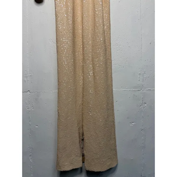 Dress the Population Lara Sequin Cutout Maxi Dress Womens XS Tan Cream - Image 9