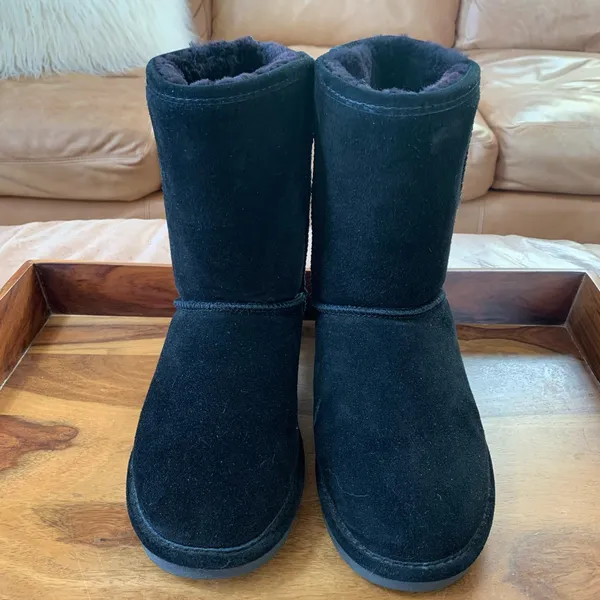 BearPaw Black Winter Sherpa Suede Boots - Image 4