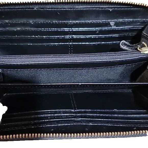 Coach Ashley Leather Wallet Accordion 3 Side Zip Black Wristlet - Image 5