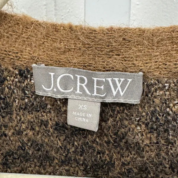 J. Crew Leopard Print Alpaca Wool Blend Cardigan Sweater Top CE695 Brown XS - Image 7