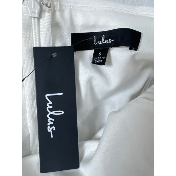 Lulus White‎ One Shoulder Sequin Pearl Embellished Mini Dress NWT Size S - Image 4