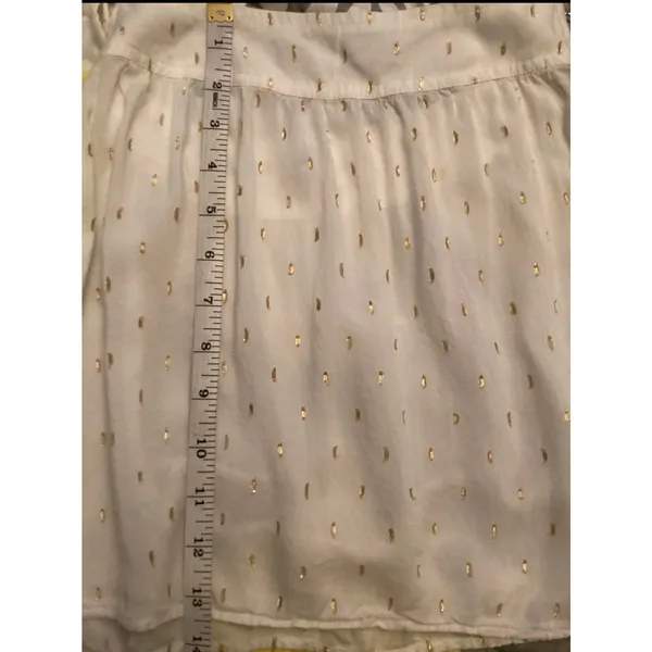 Aerie Cream Flowy Gold Metallic Clip Dot Cropped Cami Top Sz M - Image 6