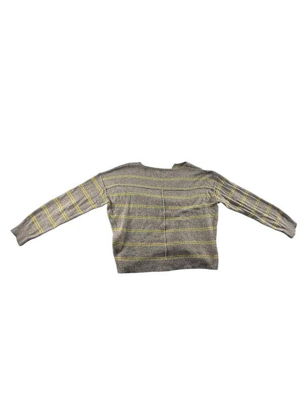 American Eagle Outfitters Gray V-Neck Sweater with Yellow Stripes - Image 8