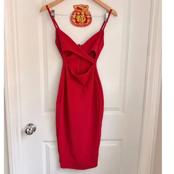 Nookie Red Heidi Bodycon Dress‎ Date Night Prom Formal Cocktail Miami Size 6 - Image 5