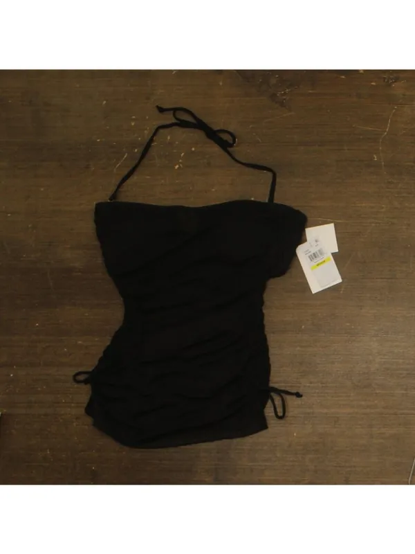 NWT Becca Muse Bandeau Tankini Swim Top with Mesh Overlay 733557 Black M - Image 9
