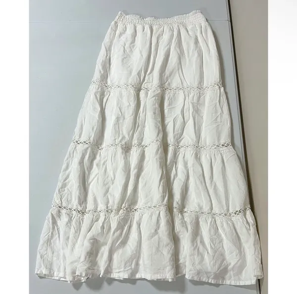 White Solid Linen Maxi Skirt Bottoms Size XS 🤍✨ - Image 4