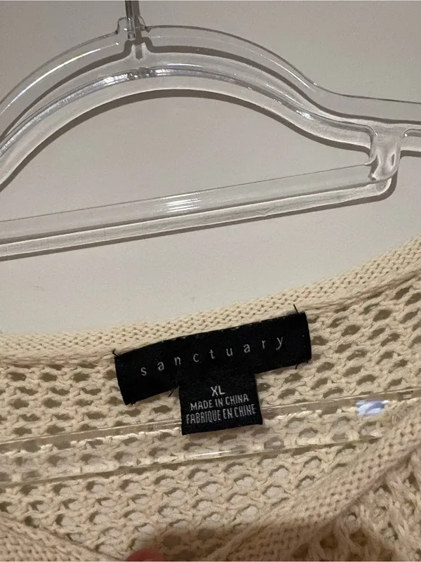 Sanctuary cotton Women’s Open-Knit crochet Sweater cream size‎ XL - Image 4