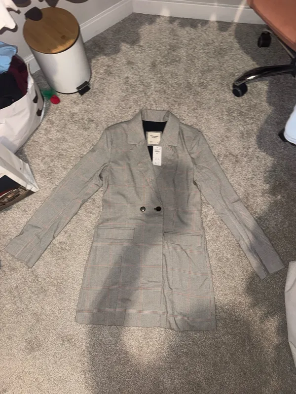 Abercrombie and fitch check blazer dress grey NWT size S - Image 5