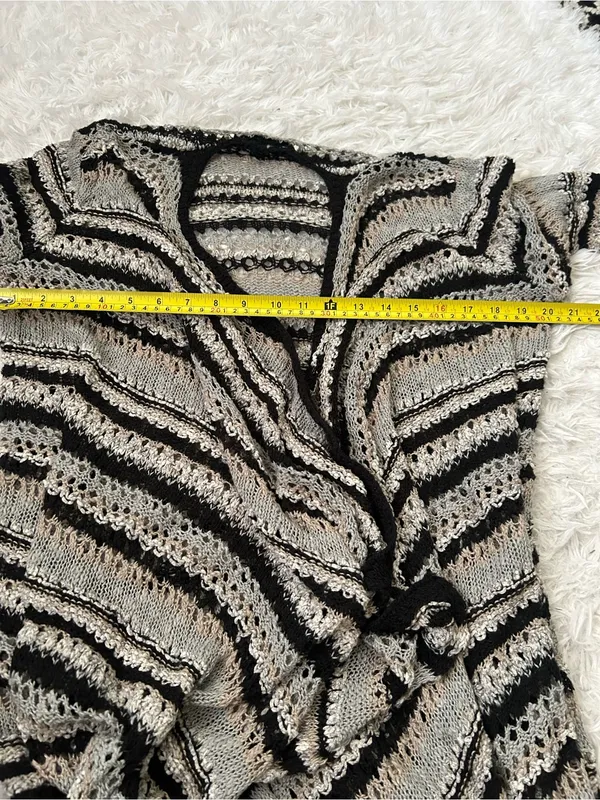 American Eagle Women's Striped black gray Open Front Knit Cardigan Sweater small - Image 8