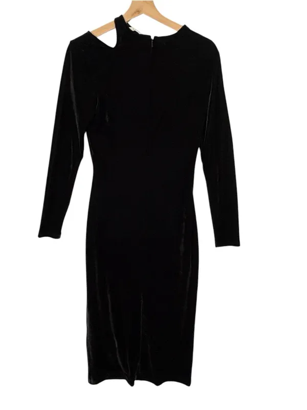 NEW REISS Macey Velvet Midi Dress in Black Size 4 - Image 7