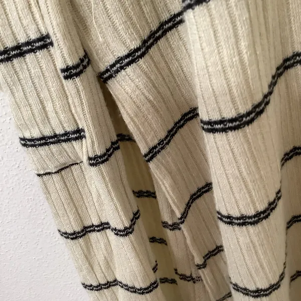 Daytrip Minimalist Chic Cozycore Slouchy‎ Striped Cream Long Open Cardigan Small - Image 10