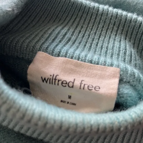Wilfred 100% Wool Mock Neck Sweater Aritzia Teal M - Image 7