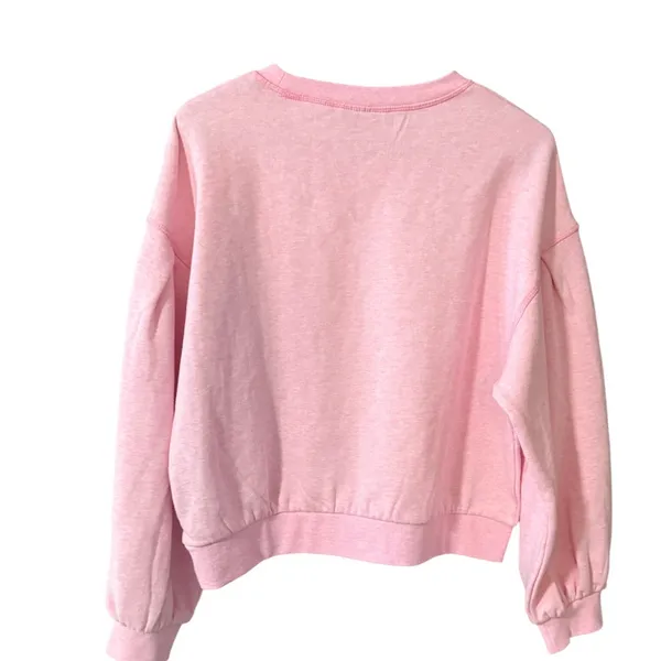 Topshop Womens Pink Puff Sleeve Crewneck Sweatshirt Pullover M Comfort Oversized - Image 5