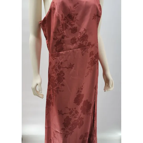 Birdy Grey Kira Dress XL Wild Rose Whimsical Bloom Matte Satin One Shoulder Maxi - Image 9