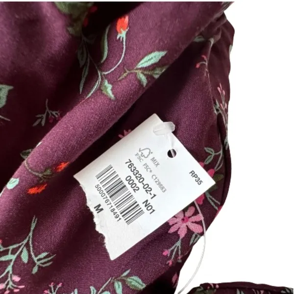 Old Navy Dress Purple Plum Floral Short Puff Sleeve Dress Midi Maxi Medium NEW - Image 9