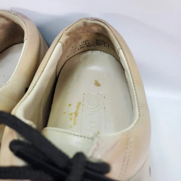Icon Art Print Leather Oxford Shoes Womens 7.5 Beige‎ Gallery Lace Up USA Made - Image 5